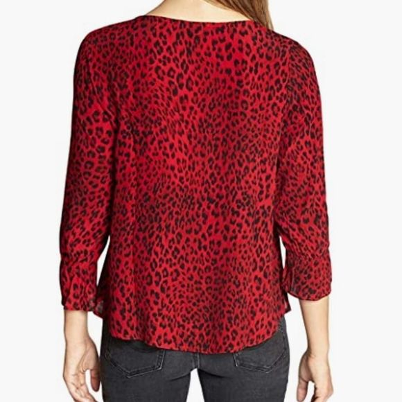 Sanctuary Womens Farrah Printed Hi-Low Button-Down Top Red L - Picture 3 of 9